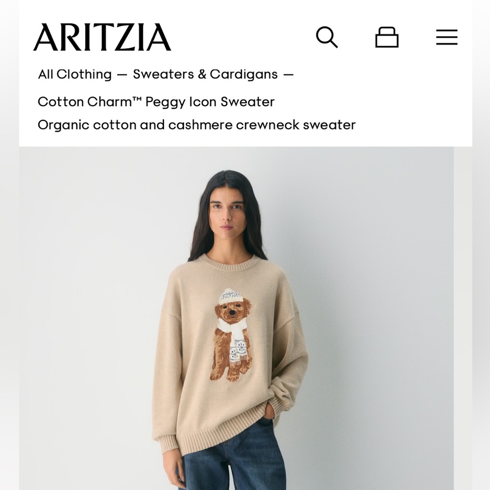 Aritzia Charm Organic Cotton Cashmere Crewneck Sweater - Tan